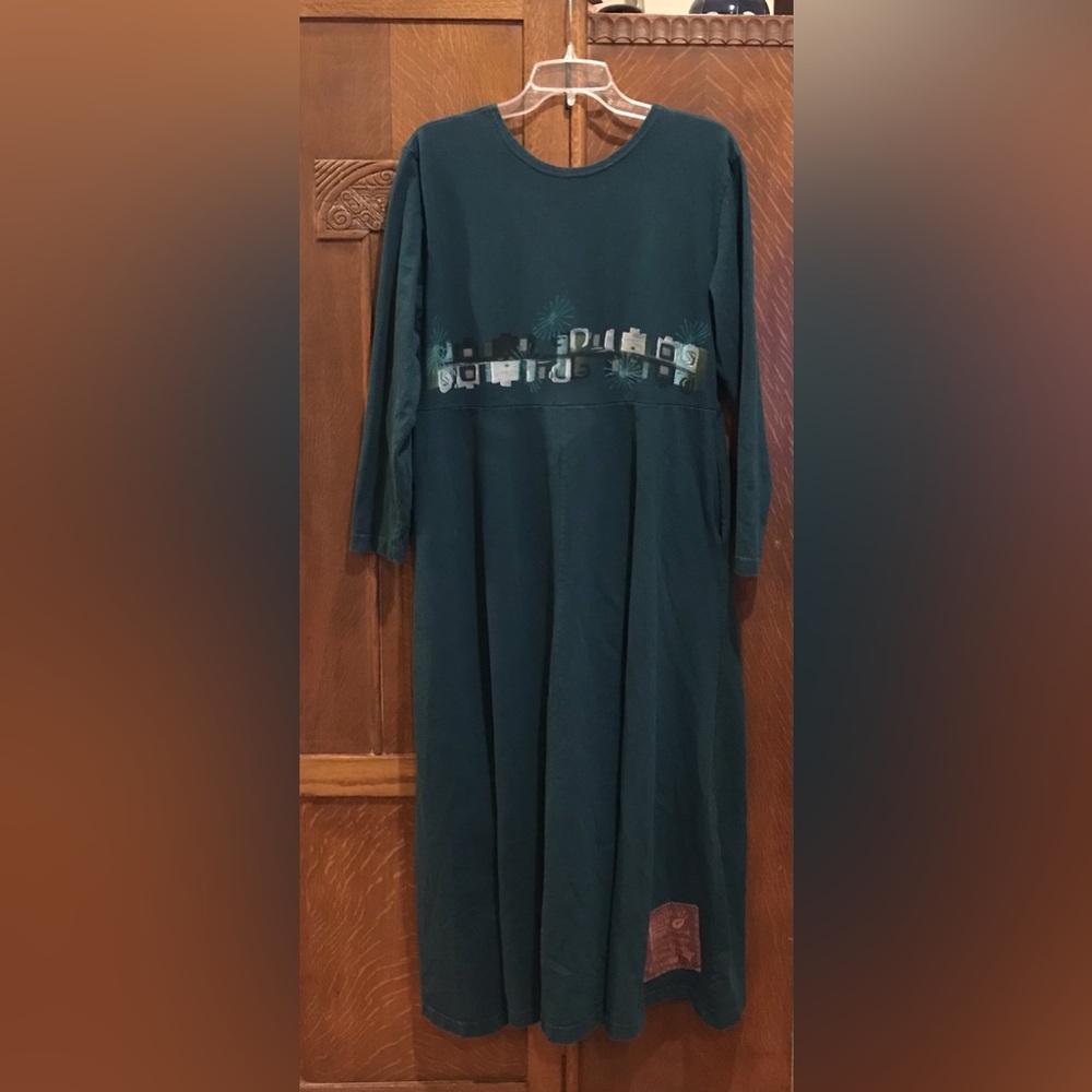Blue Fish Teal Long Sleeve Long Dress Artwear - Picture 5 of 8